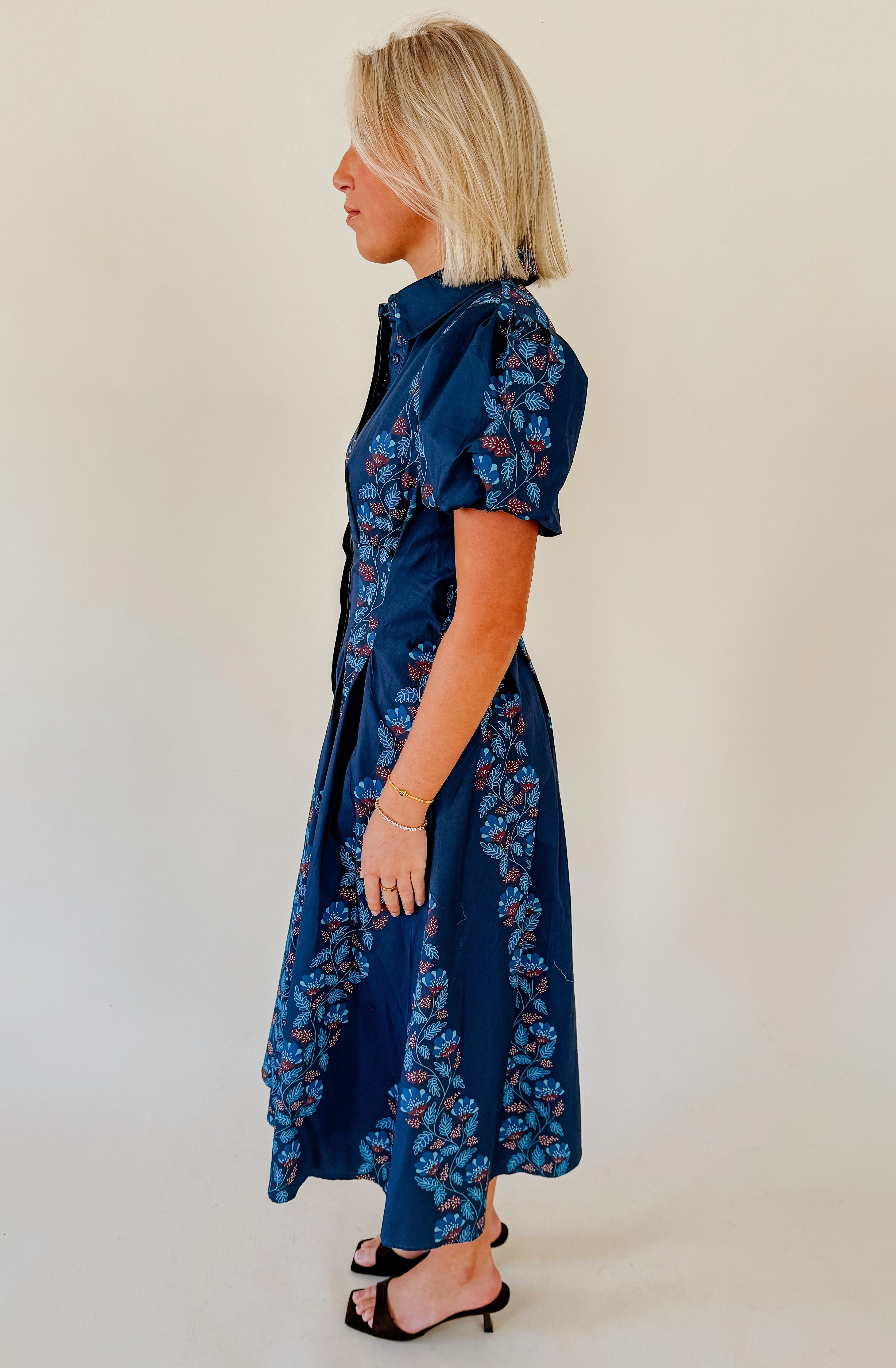 WINTER BLUES FLORAL MIDI