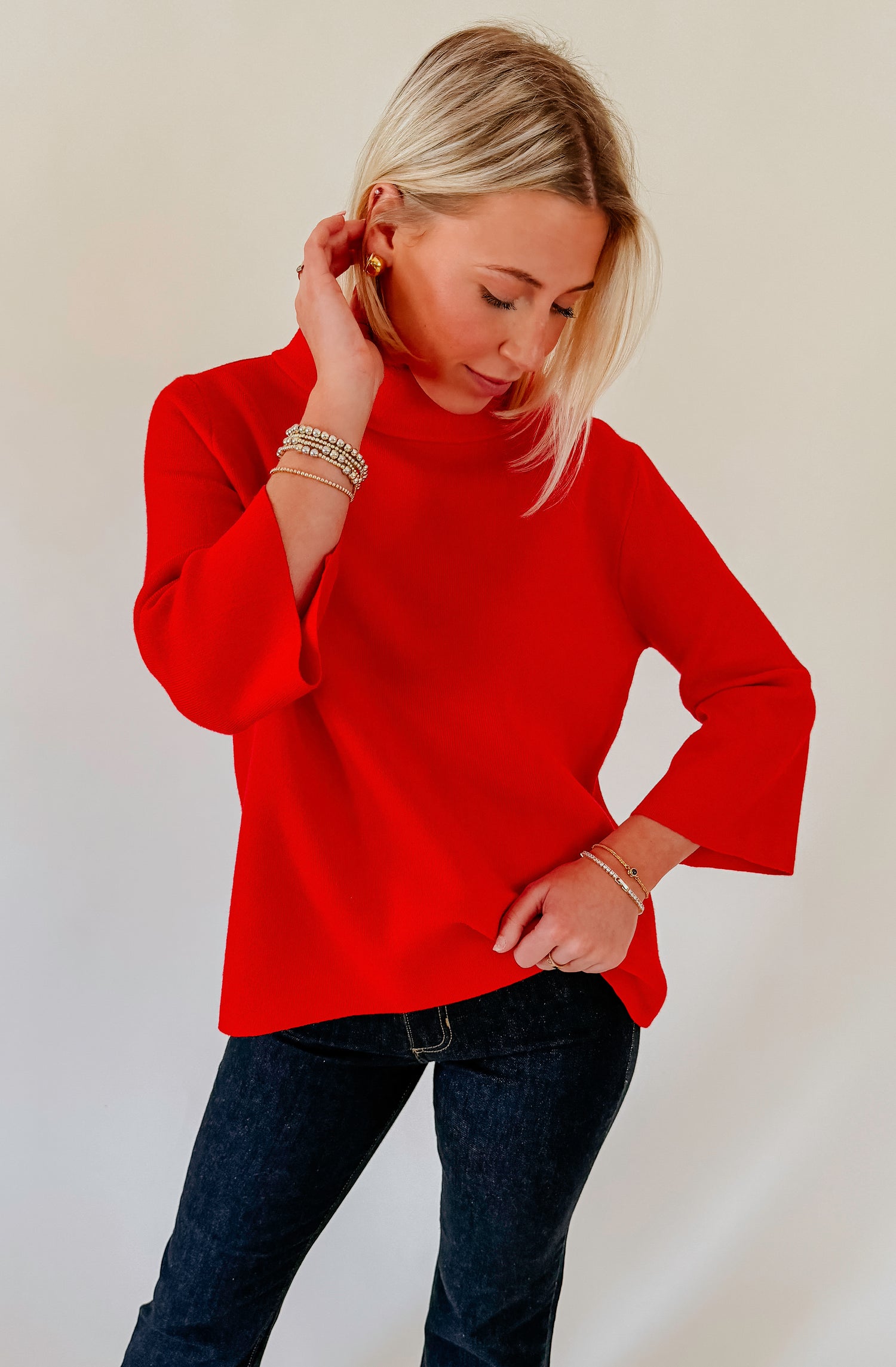 FALL FORWARD MOCK KNIT SWEATER