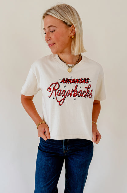 ARKANSAS LASSO CROPPED HEAVYWEIGHT TEE