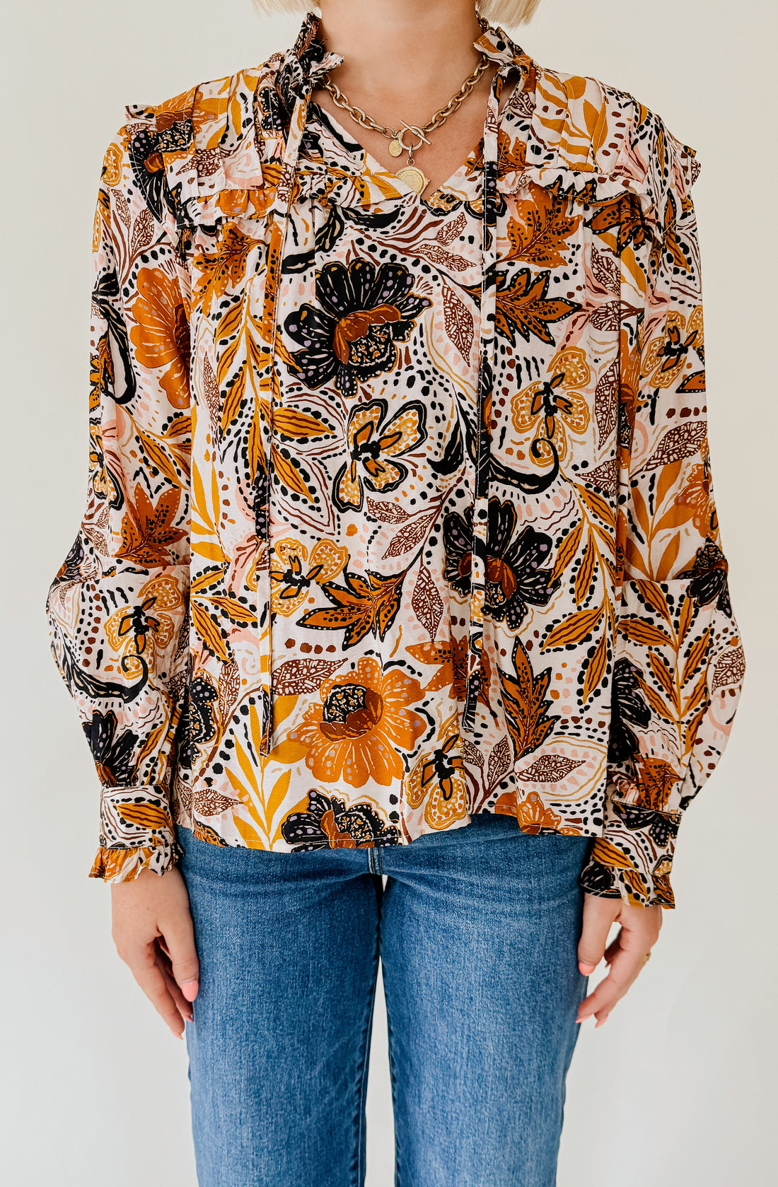 LEAVES CHANGE PRINTED BLOUSE