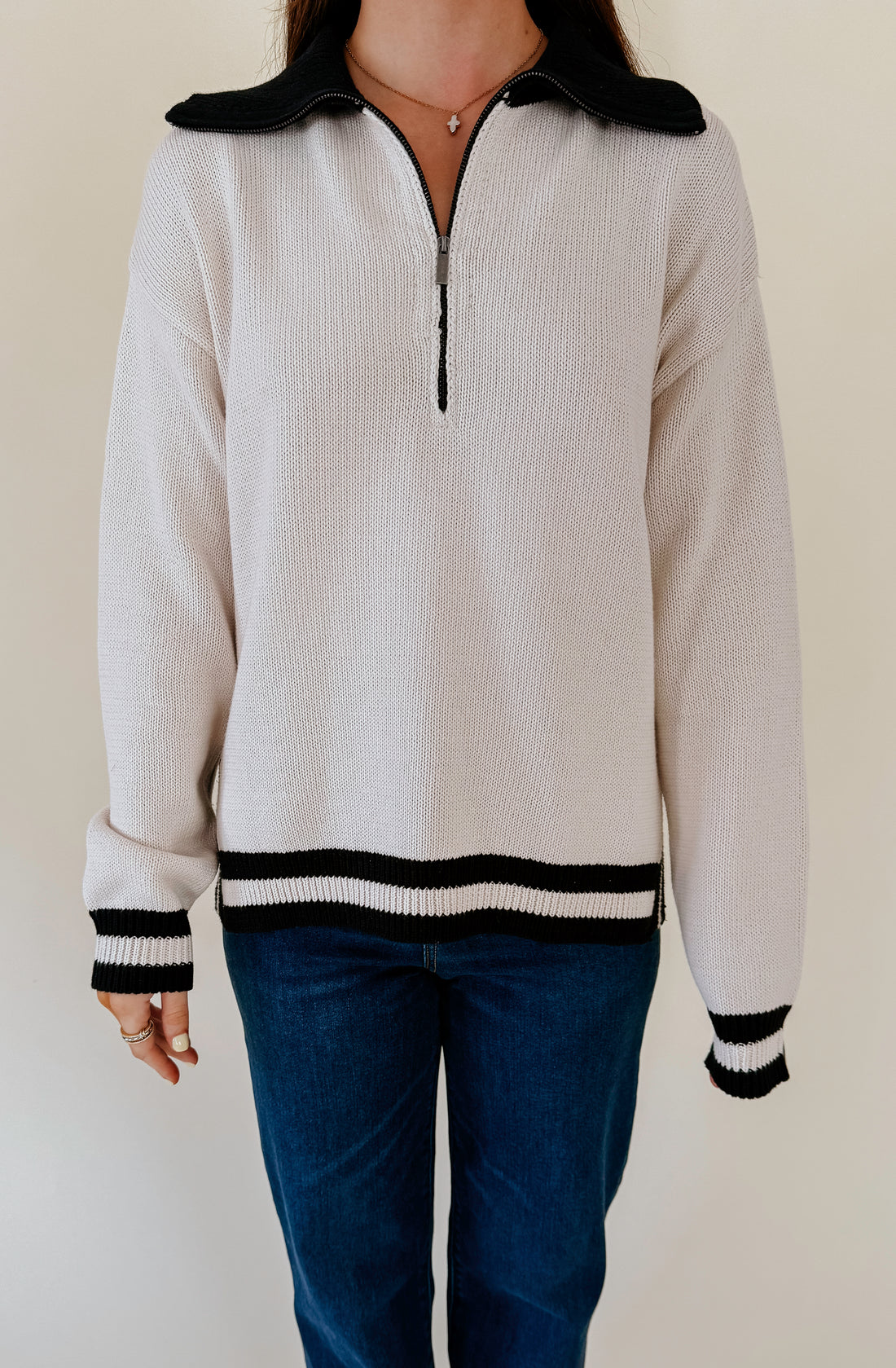 Z SUPPLY SOCIETY QUARTER ZIP SWEATER