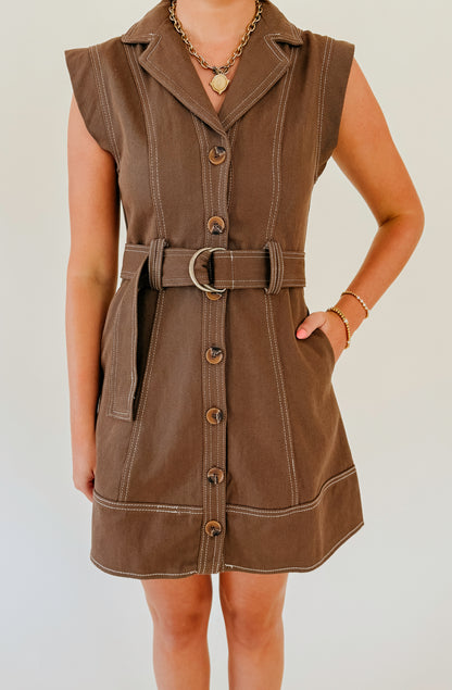 GRAB AND GO BUTTONED UTILITY DRESS