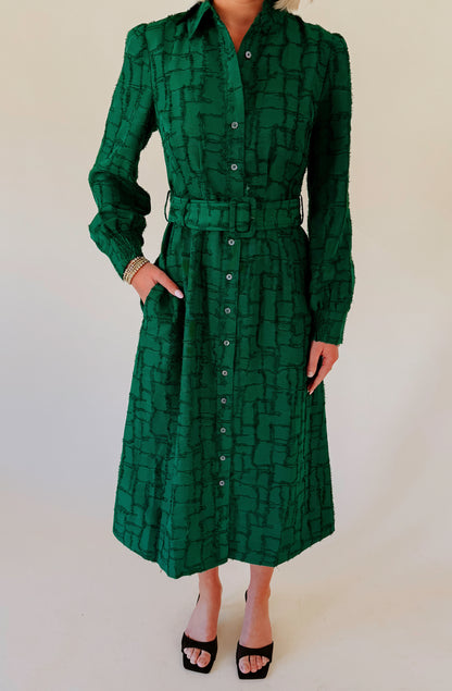 HOLIDAYS IN THE HEIGHTS BELTED MIDI DRESS