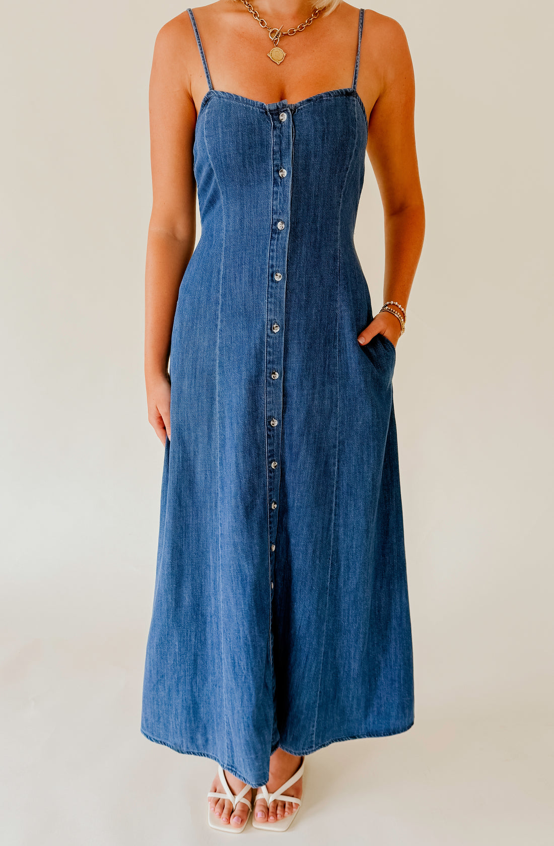 Z SUPPLY ANGEL EYES DENIM MIDI DRESS