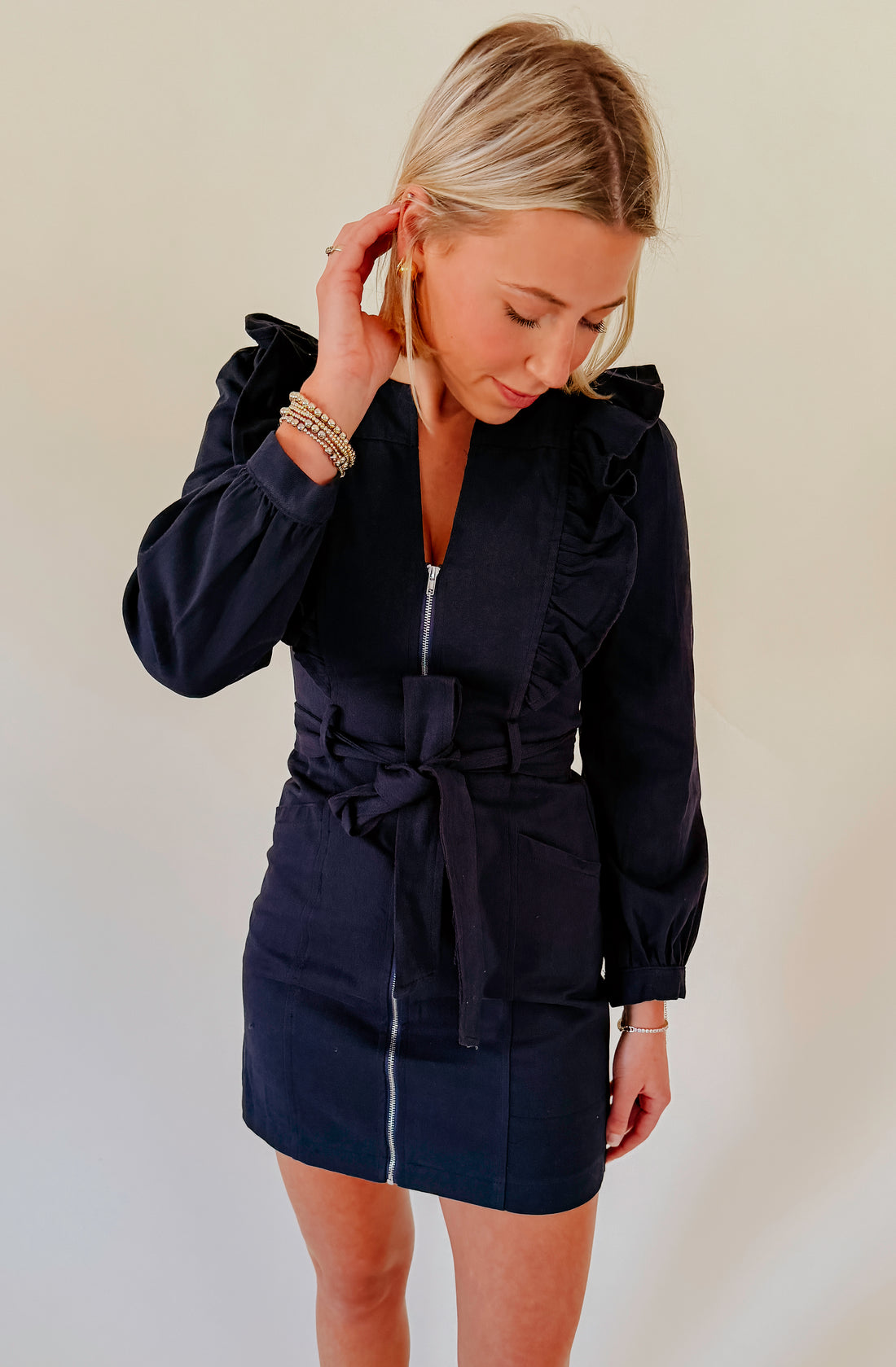 WHATS THE STITCH BELTED DRESS