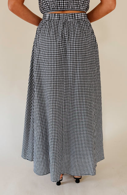 GAME ON GINGHAM MIDI SKIRT