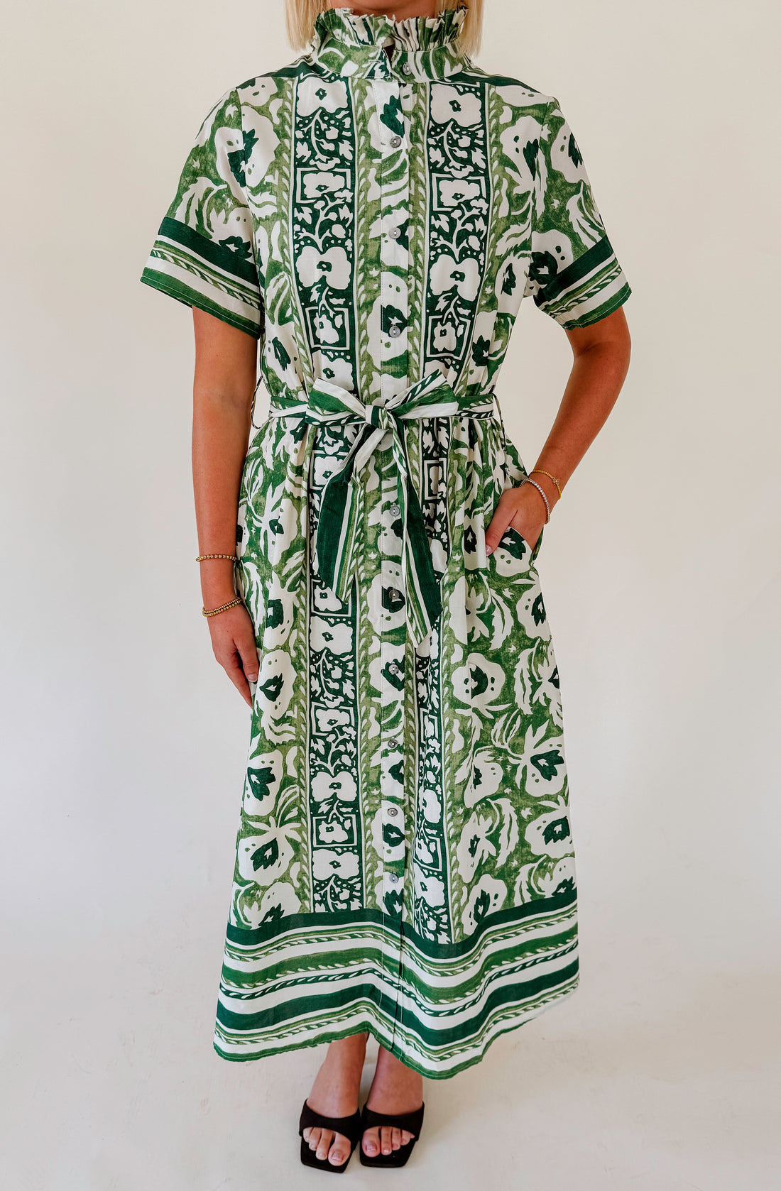 TAKE ME AWAY BELTED MIDI DRESS