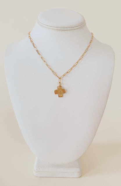 SUSAN SHAW CROSS PAPERCLIP NECKLACE