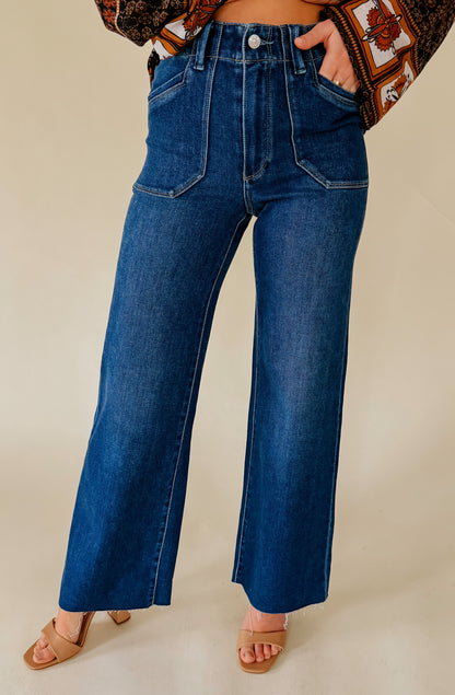PAIGE ANESSA 31&quot; UTILITY POCKET DENIM