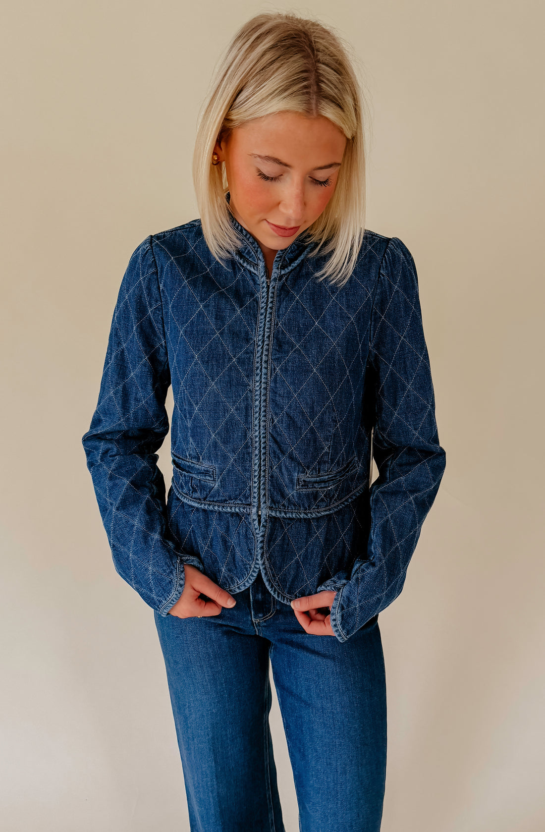 FELT CUTE QUILTED DENIM JACKET