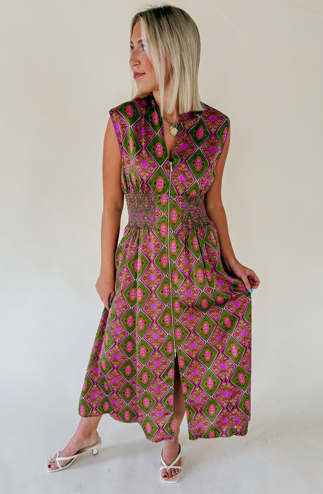 SET THE SCENE ZIP FRONT DRESS