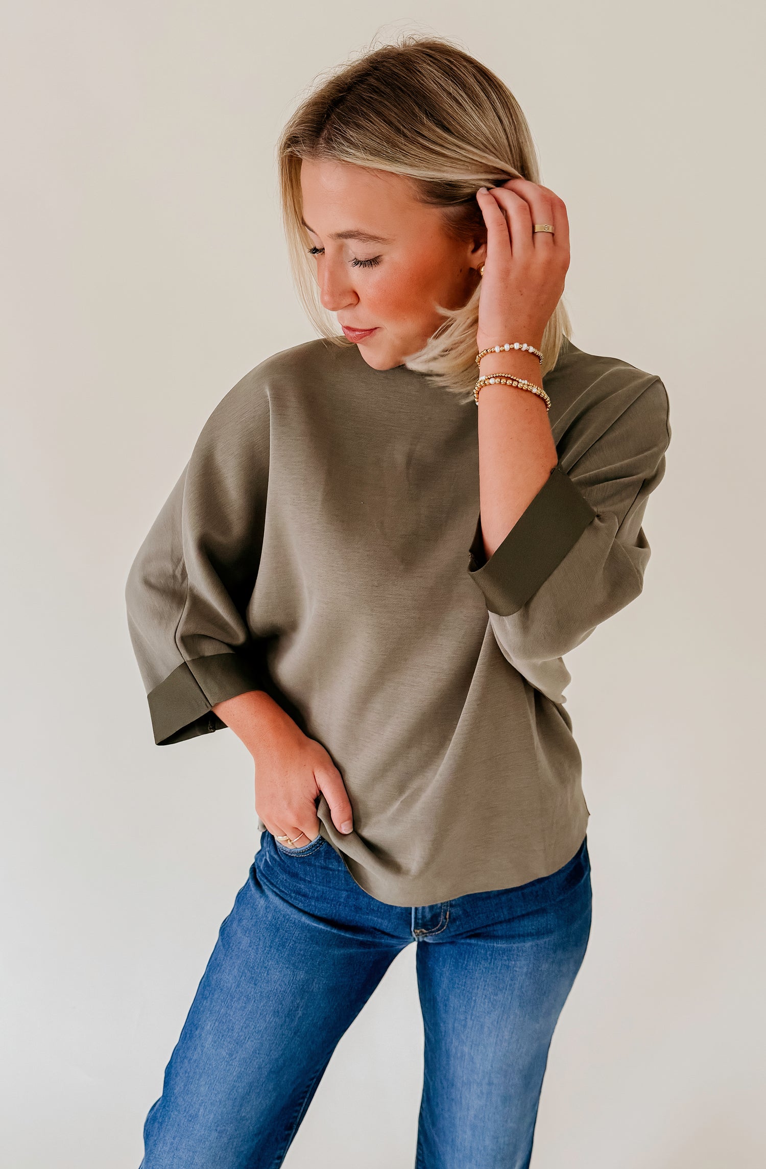 GOOD GOING MODAL BLEND 3/4 SLEEVE TOP