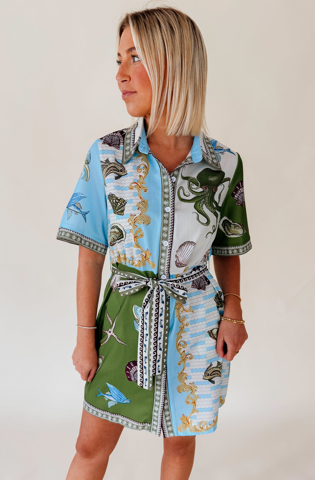 TROPIC CITY TIE WAIST DRESS