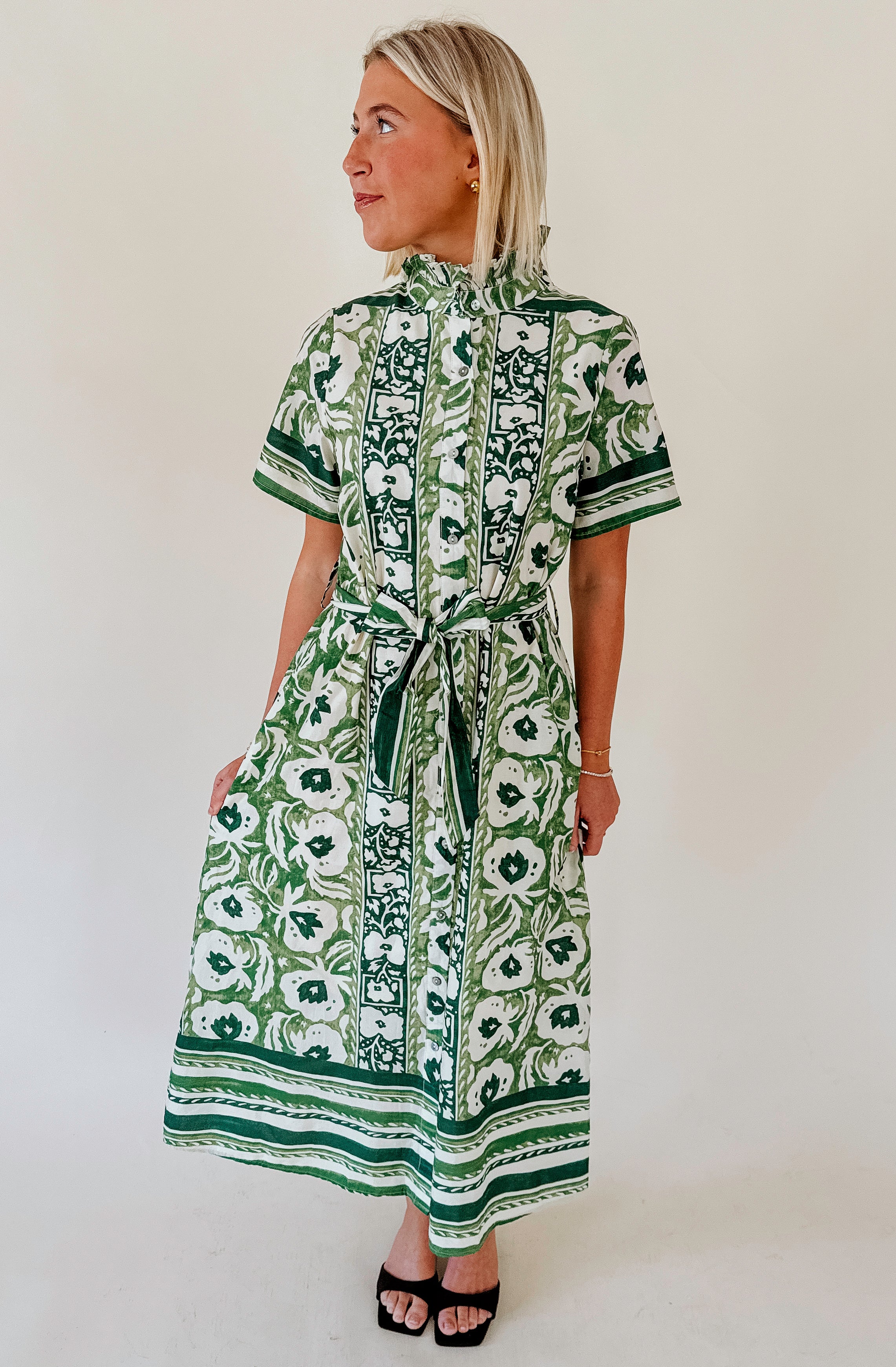 TAKE ME AWAY BELTED MIDI DRESS