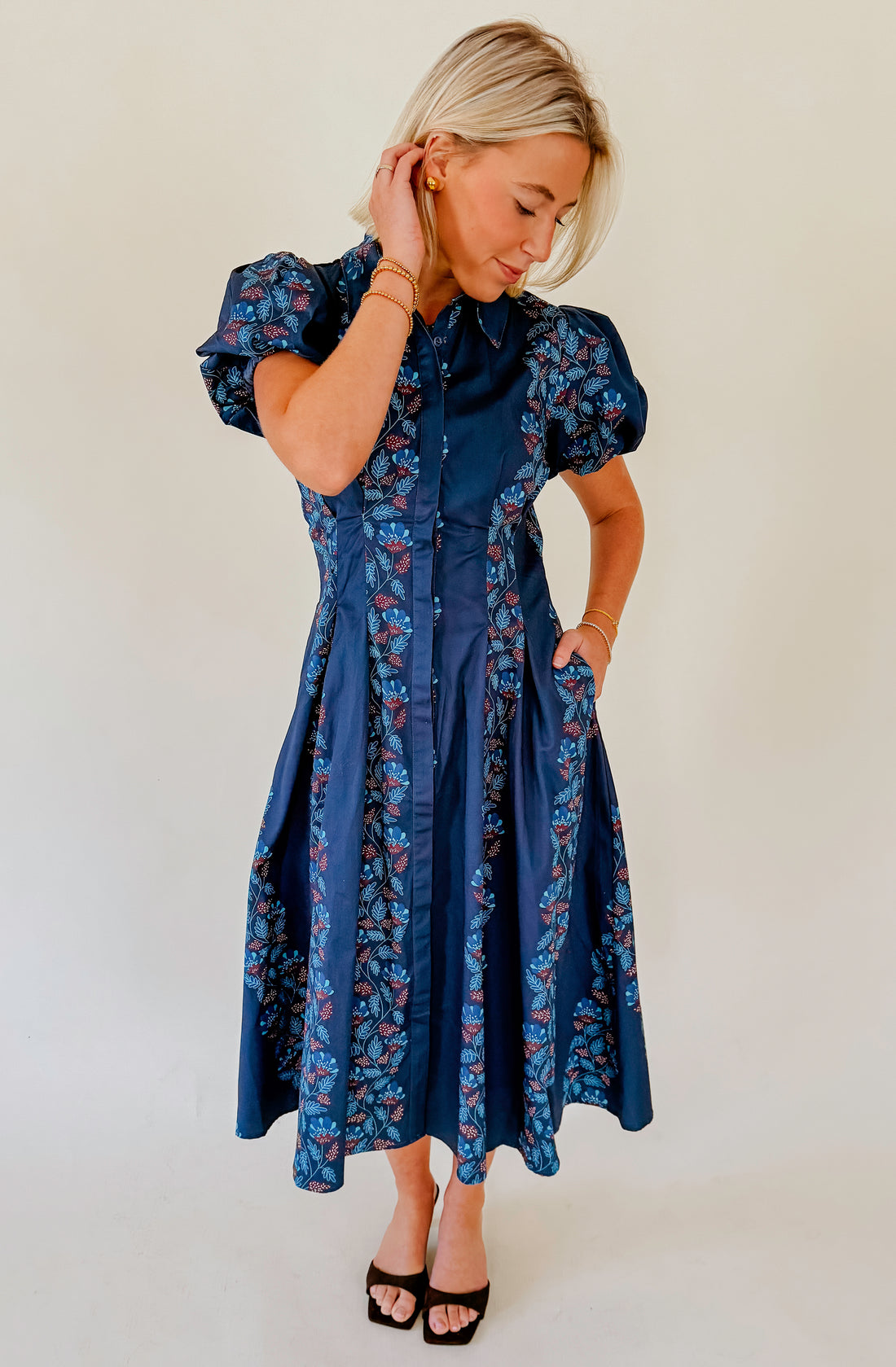 WINTER BLUES FLORAL MIDI