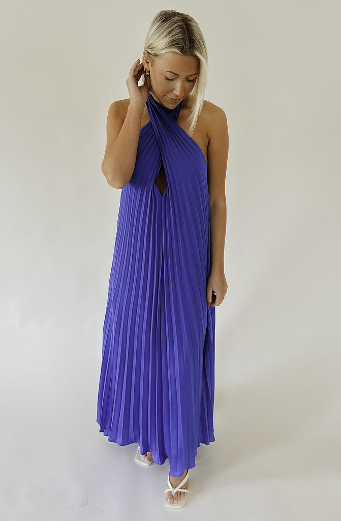 BLYTH PLEATED HALTER DRESS