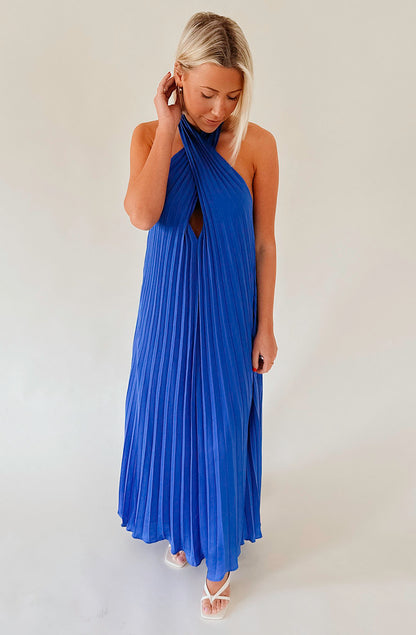 BLYTH PLEATED HALTER DRESS