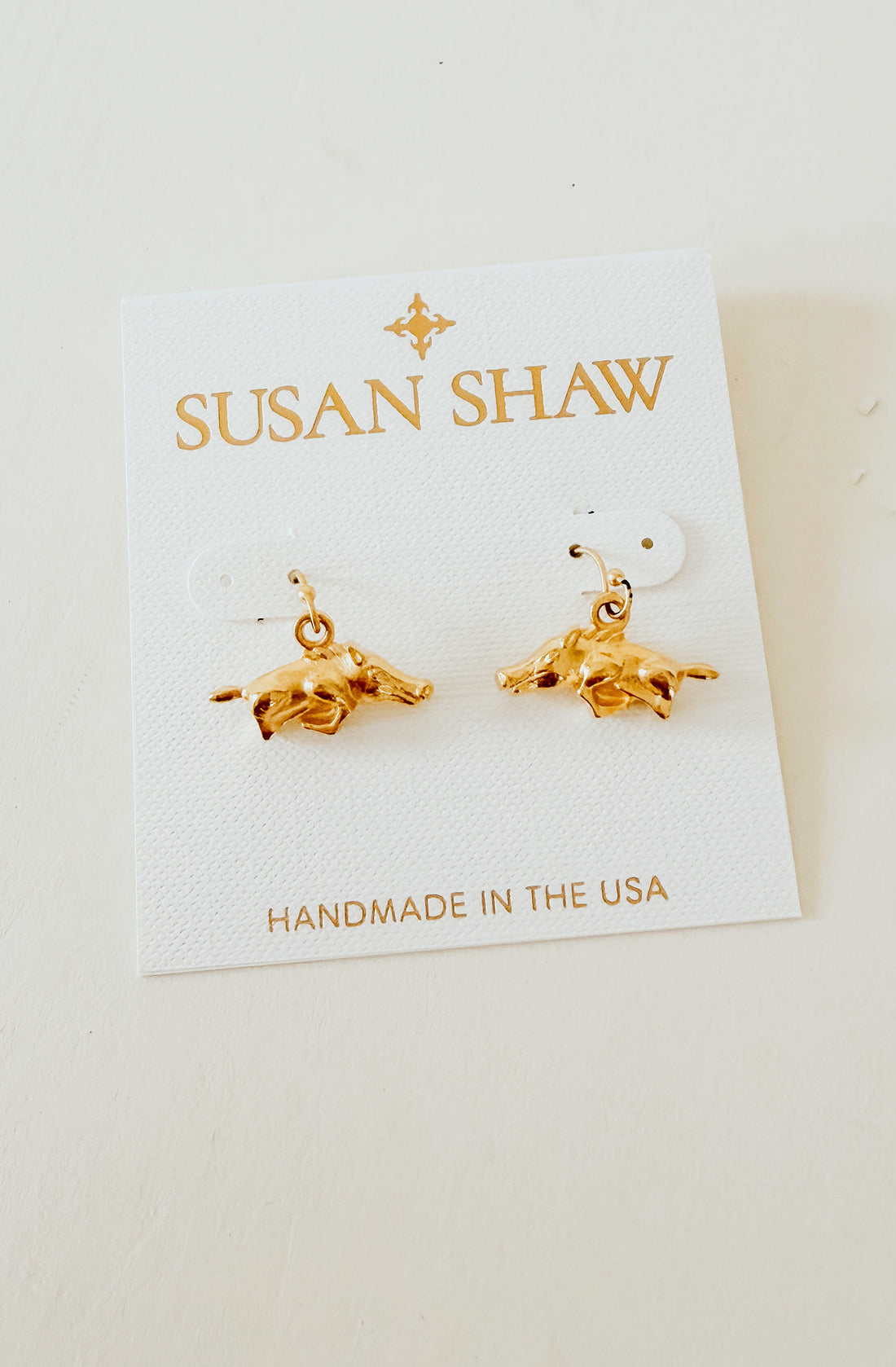 SUSAN SHAW WILD BOAR DROP EARRINGS