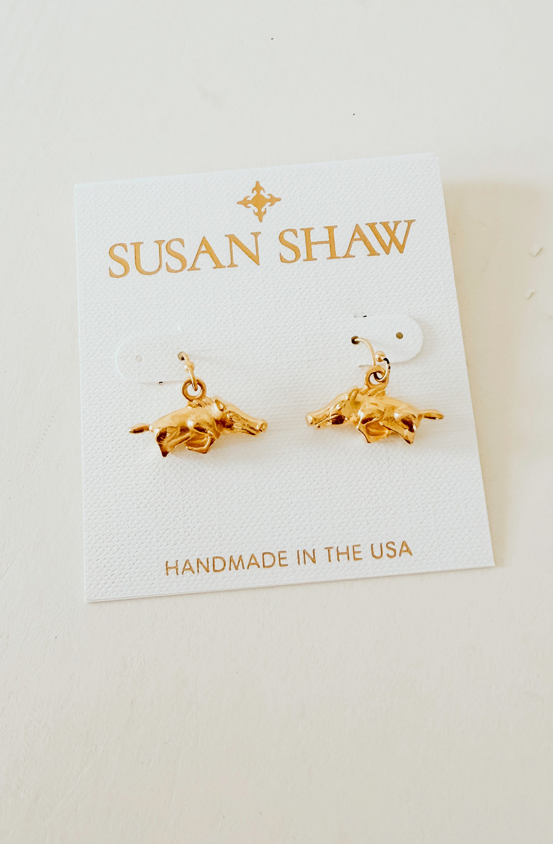 SUSAN SHAW WILD BOAR DROP EARRINGS