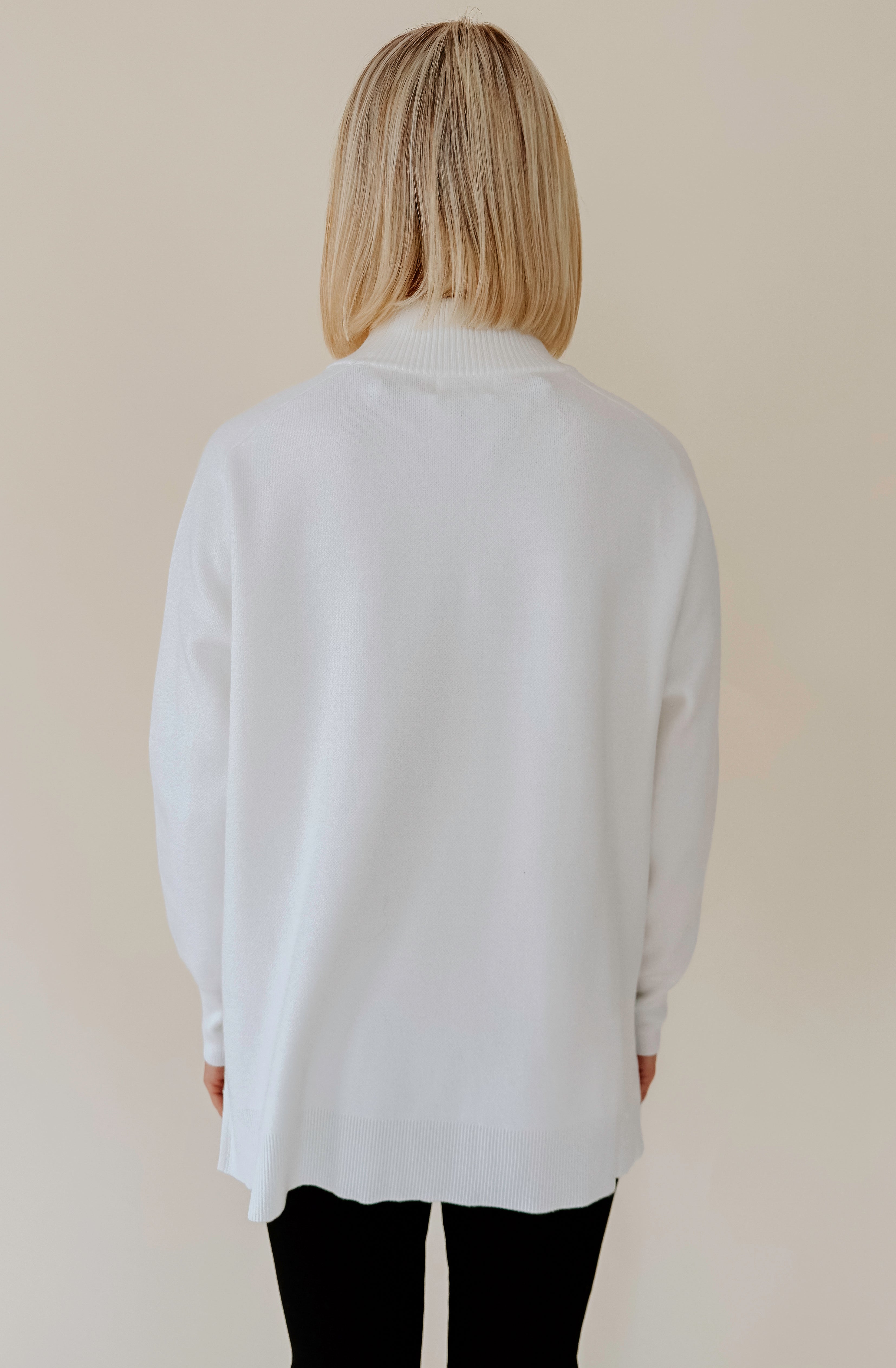 WINTER WHITE MOCK NECK SWEATER