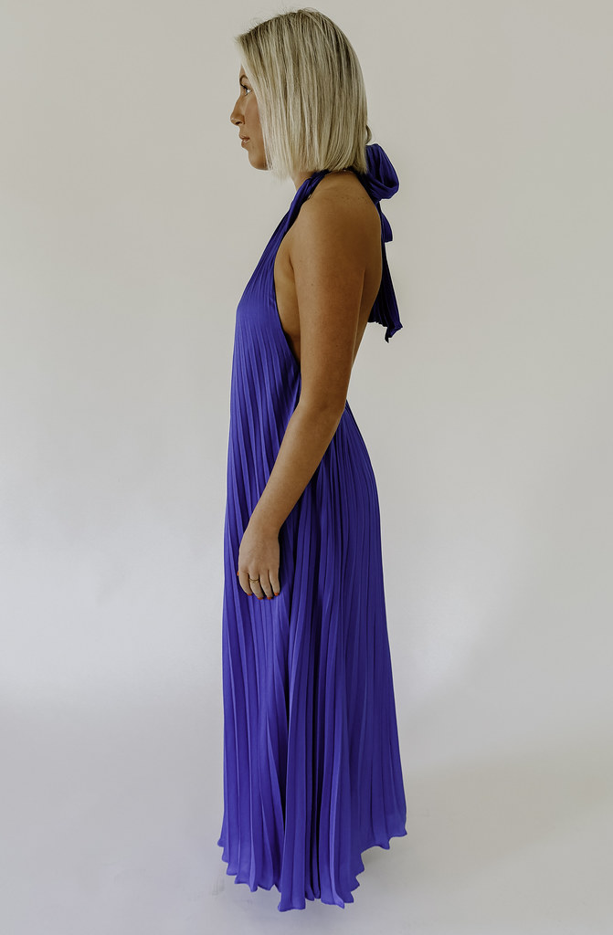 BLYTH PLEATED HALTER DRESS