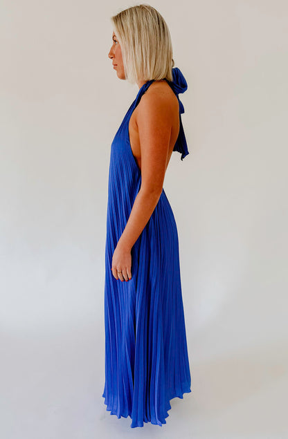 BLYTH PLEATED HALTER DRESS