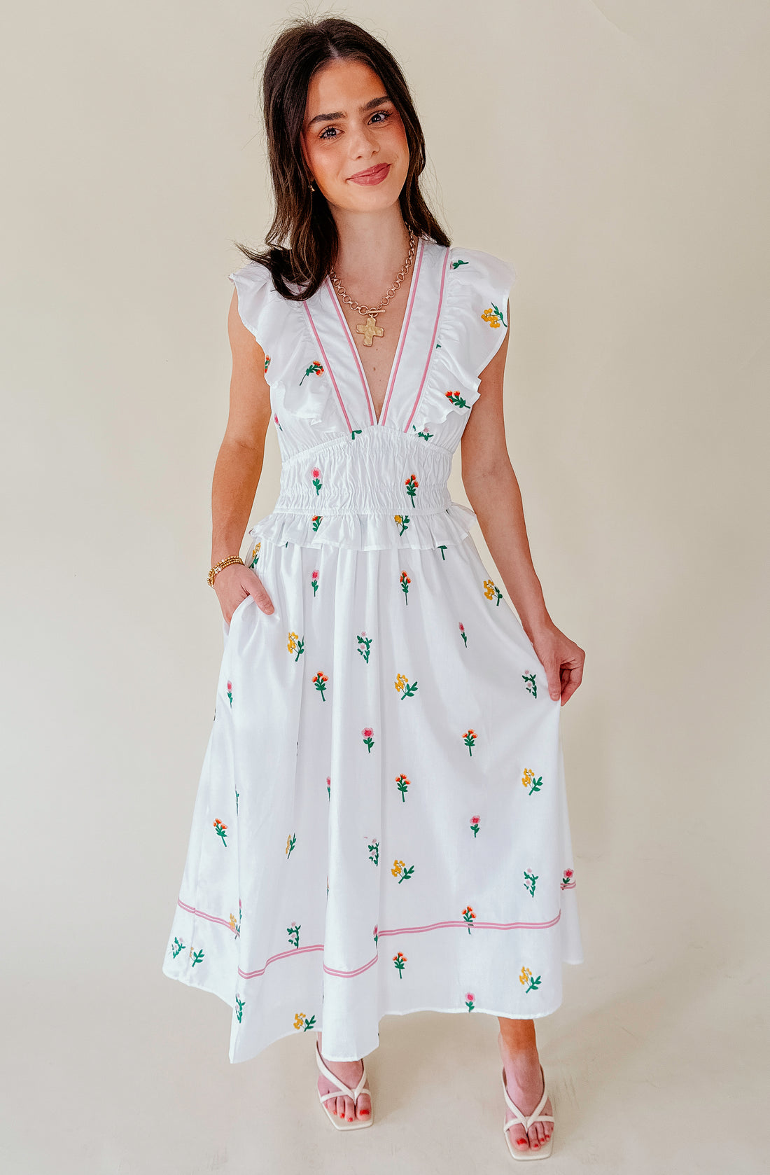 POWER PLAY EMBROIDERED MIDI