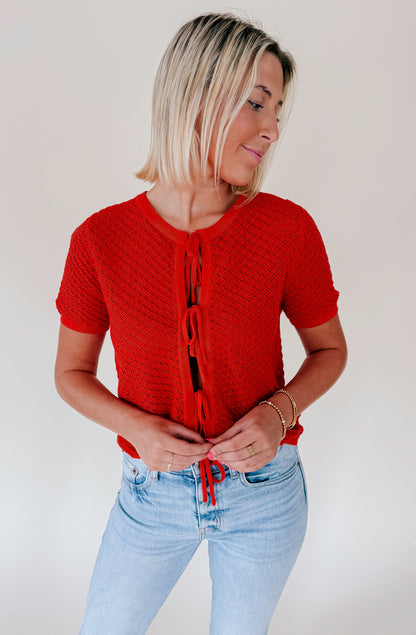 FRNCH AELIS OPEN KNIT TIE TOP
