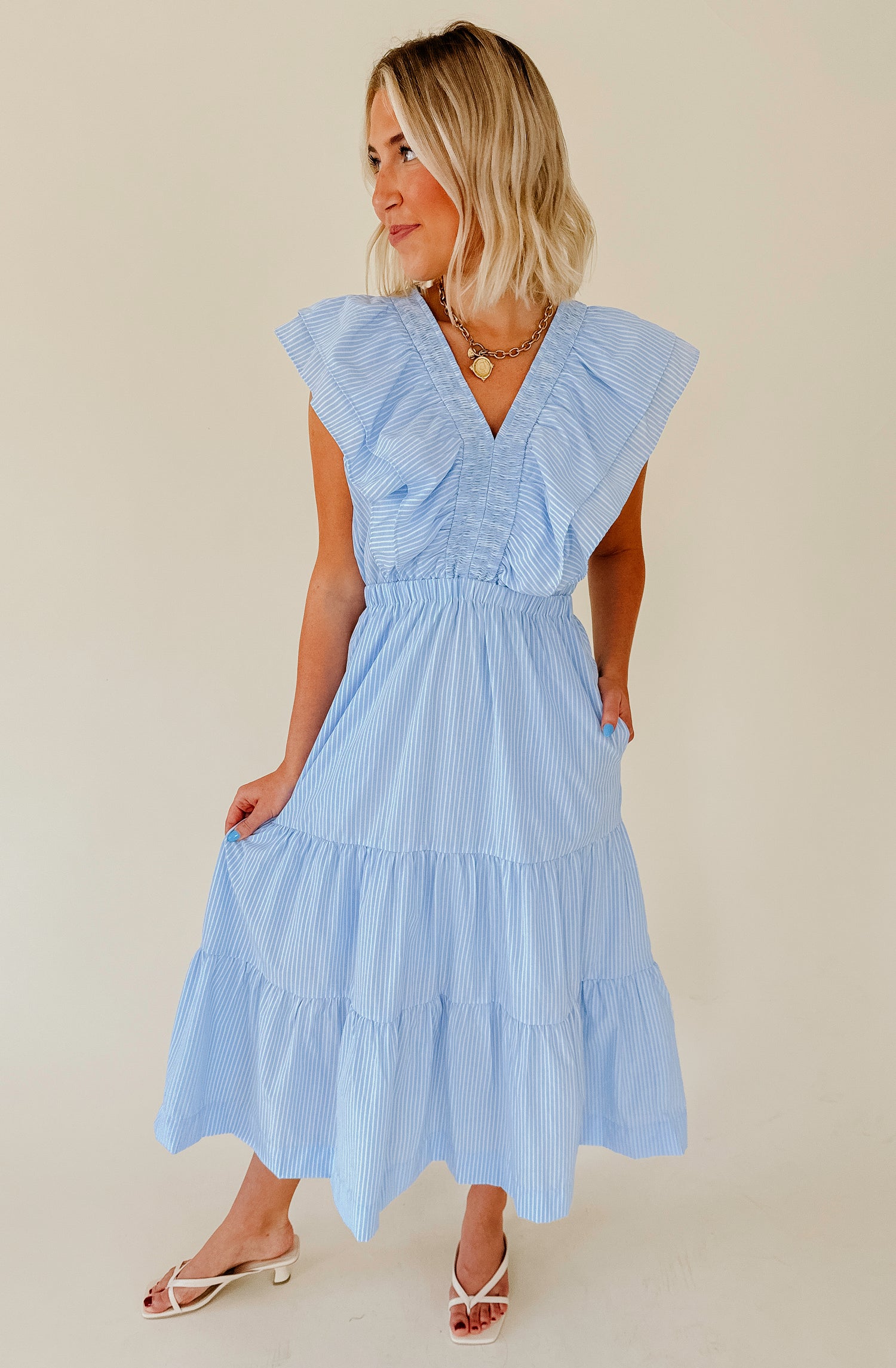 SANTA ROSA STRIPED MIDI DRESS