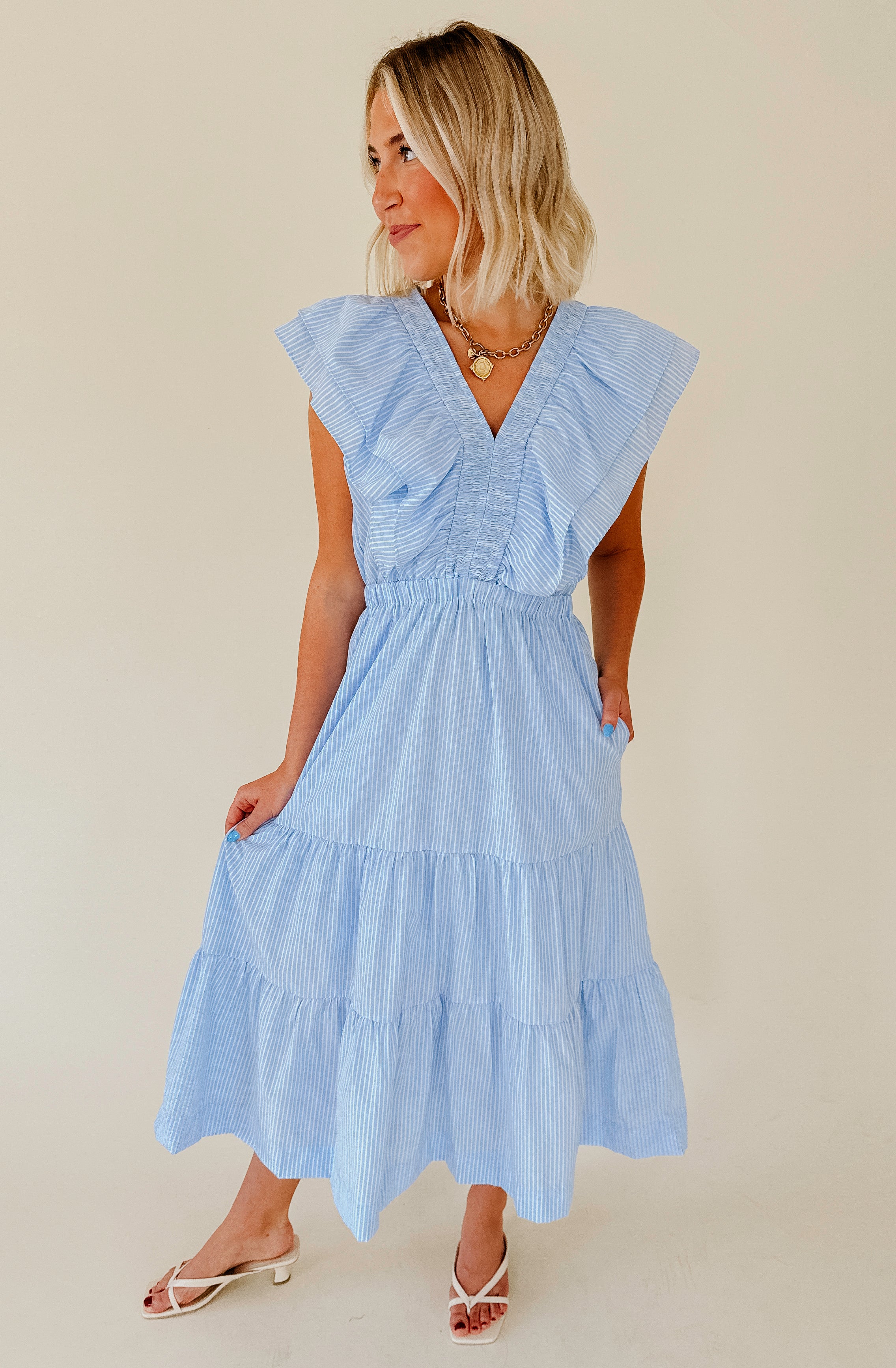 SANTA ROSA STRIPED MIDI DRESS