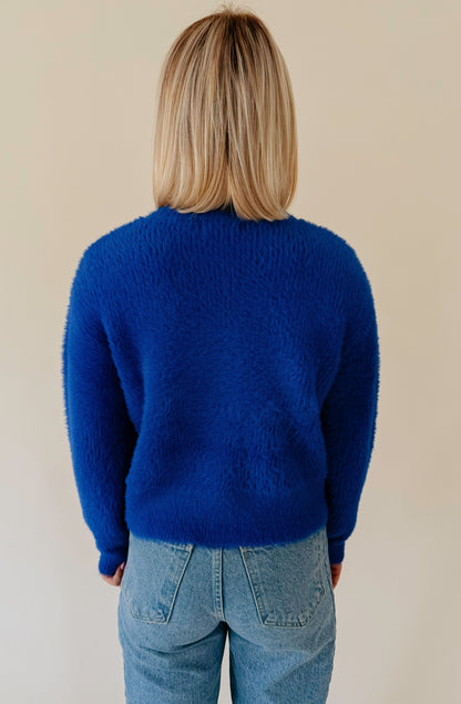 DAZE FUZZ SWEATER IN COBALT