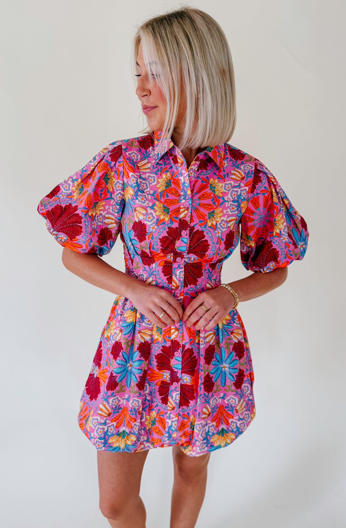 SUMMER BLOOMS BUTTONED DRESS