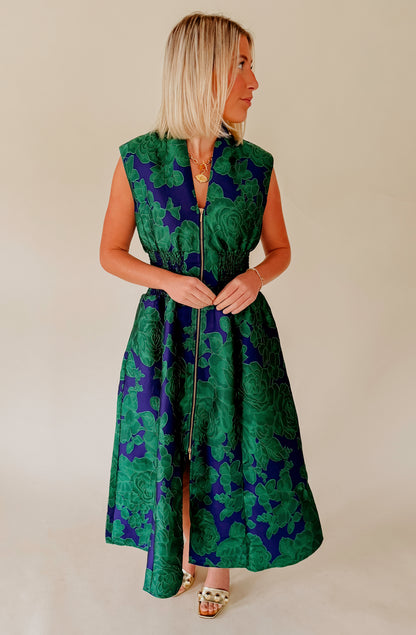 FOR THE NIGHT JACQUARD ZIP FRONT DRESS