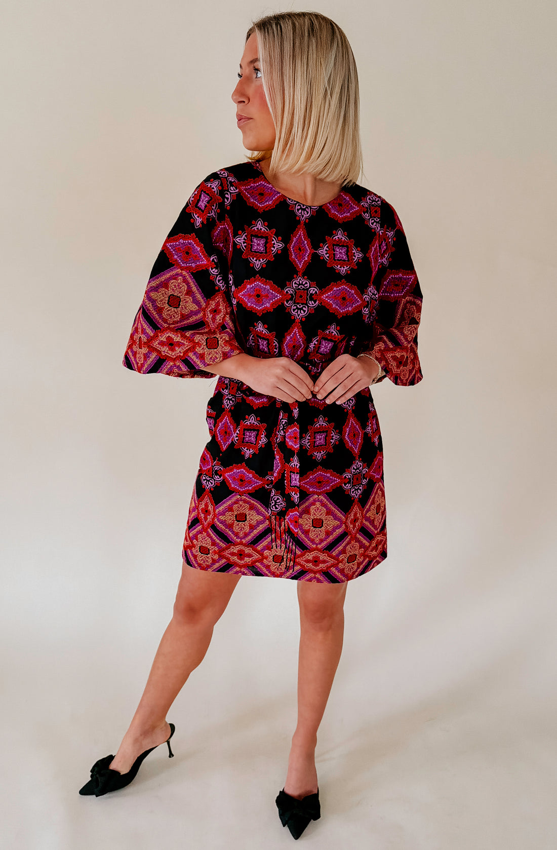 CIEBON DAELYN EMBROIDERED MINI DRESS