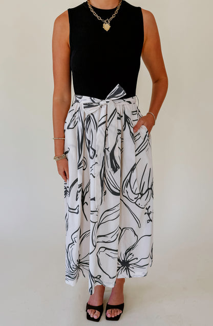 ABSTRACT VIEWS BELTED DRESS