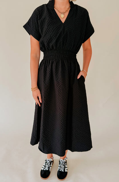 THE AMY TEXTURED MIDI DRESS