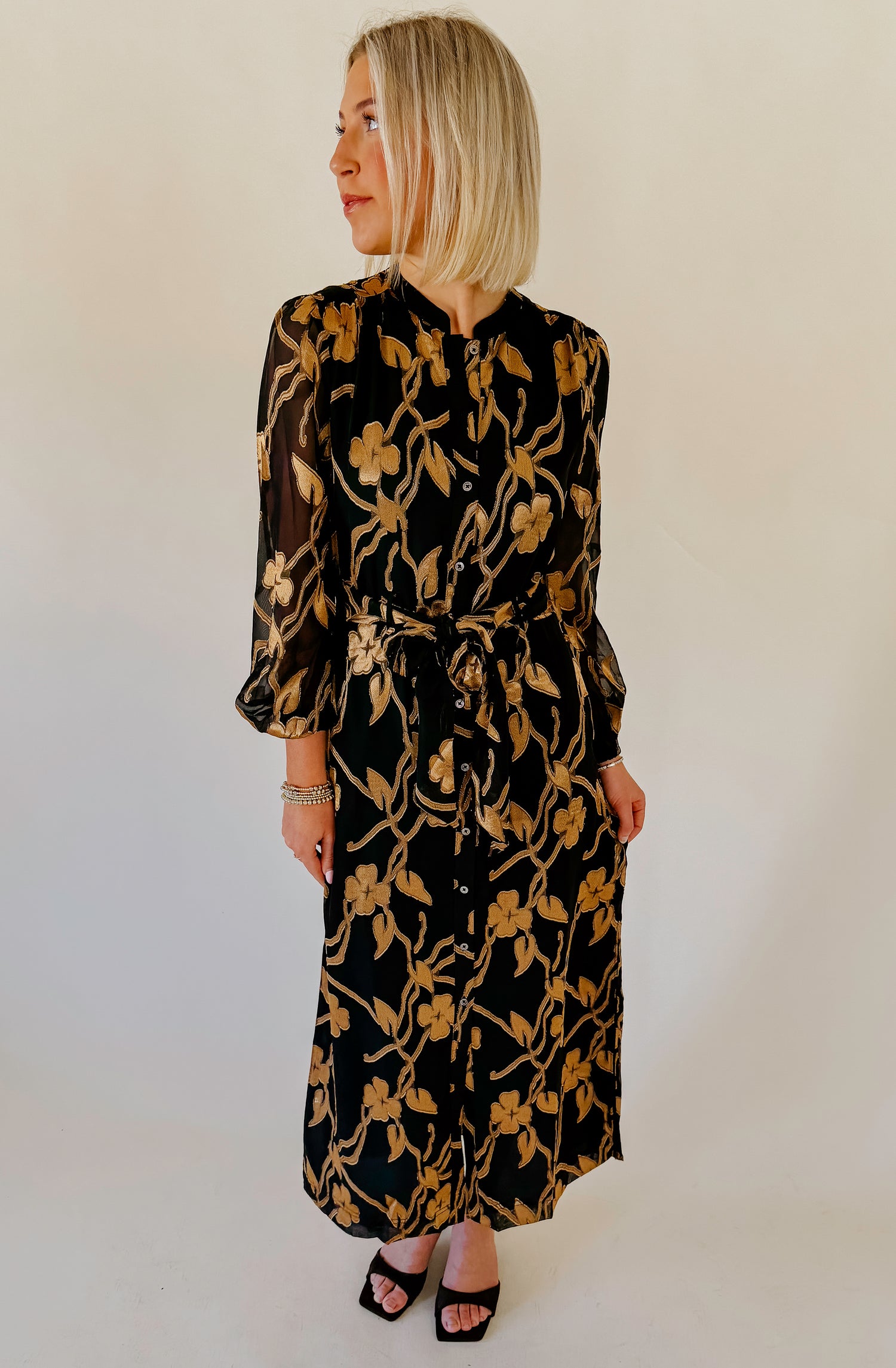 SO GOLDEN TEXTURED MIDI DRESS