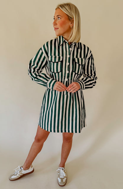 DOWN THE LINE STRUCTURED DENIM DRESS