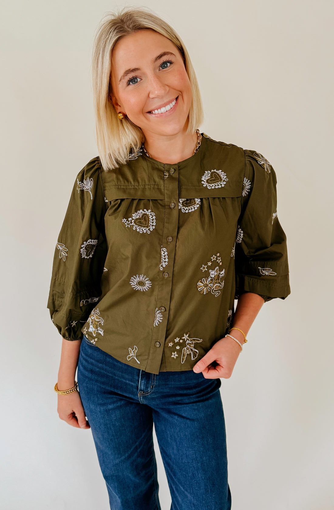 CIEBON LILANE BUBBLE SLEEVE TOP