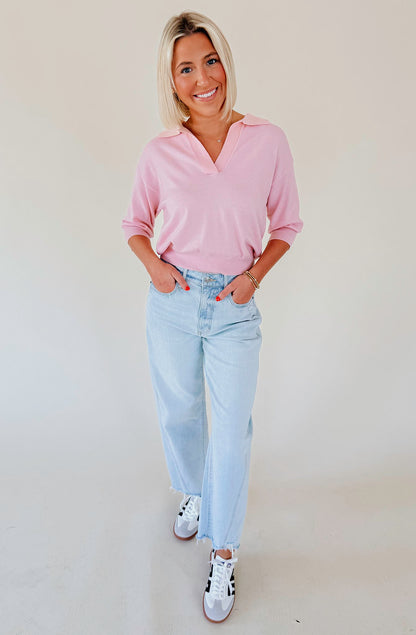 FRNCH COLLAR LATER LIGHTWEIGHT SWEATER TOP