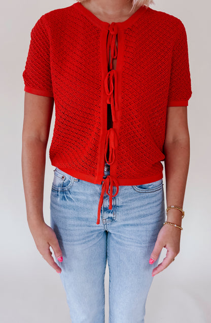 FRNCH AELIS OPEN KNIT TIE TOP