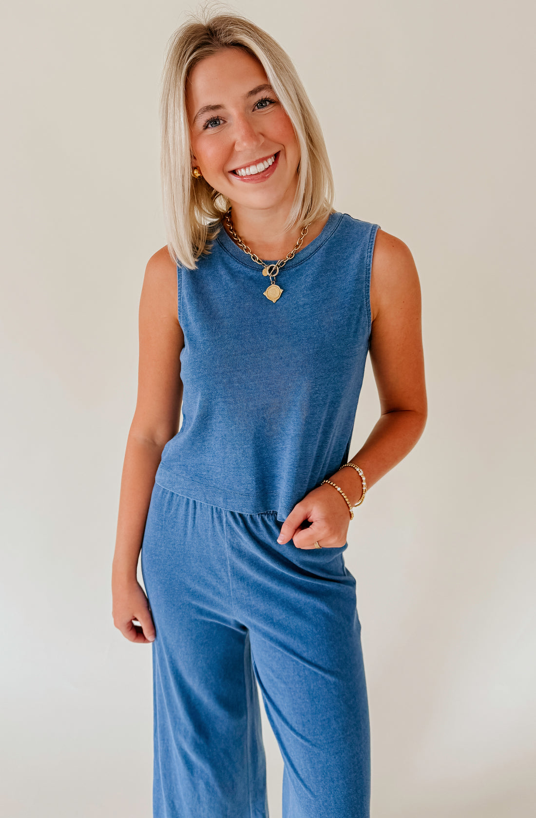 Z SUPPLY SLOANE JERSEY DENIM MUSCLE TOP