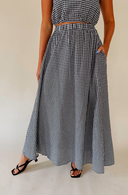 GAME ON GINGHAM MIDI SKIRT