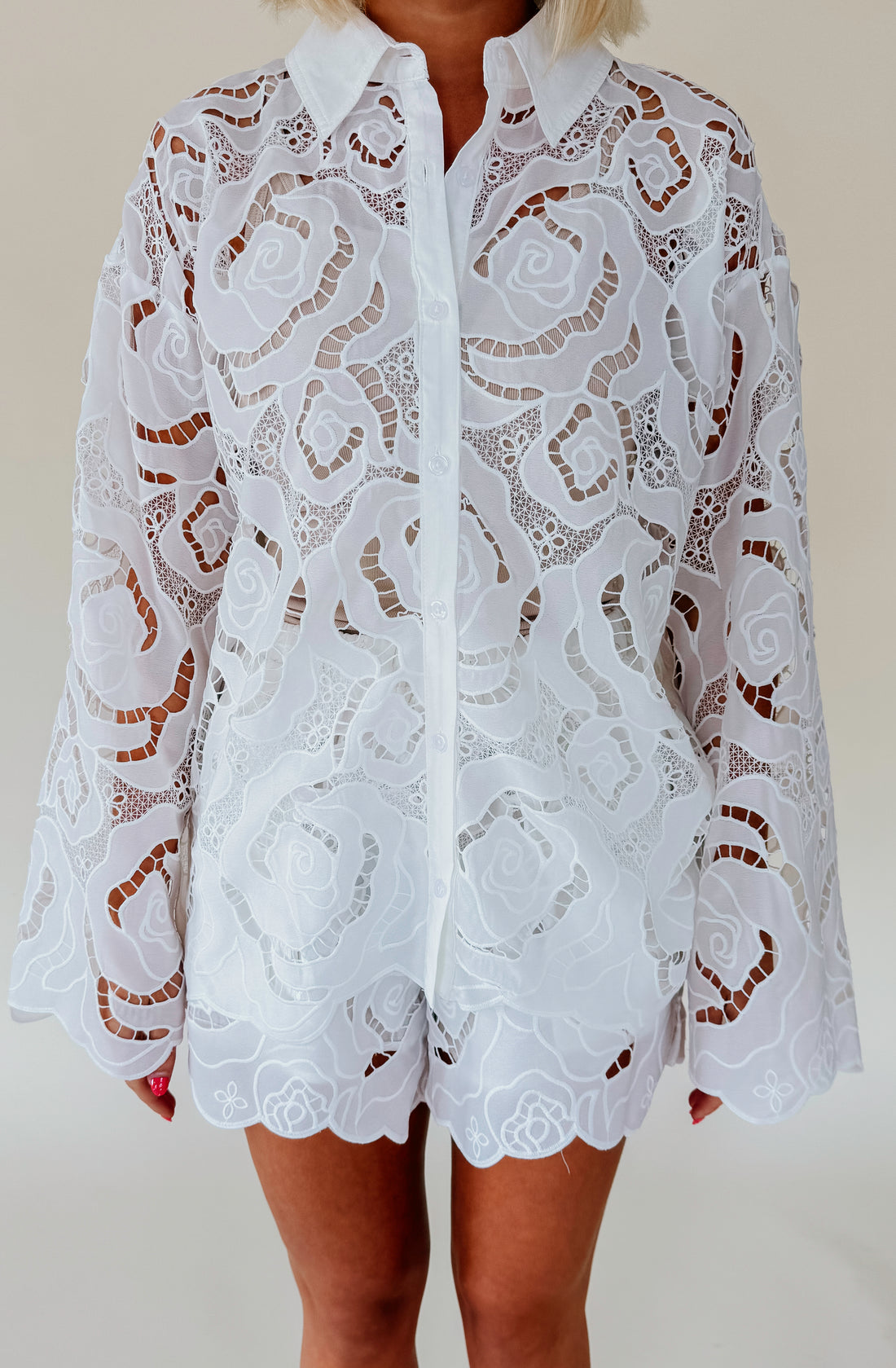 EN ROUTE LACE BUTTONED TOP