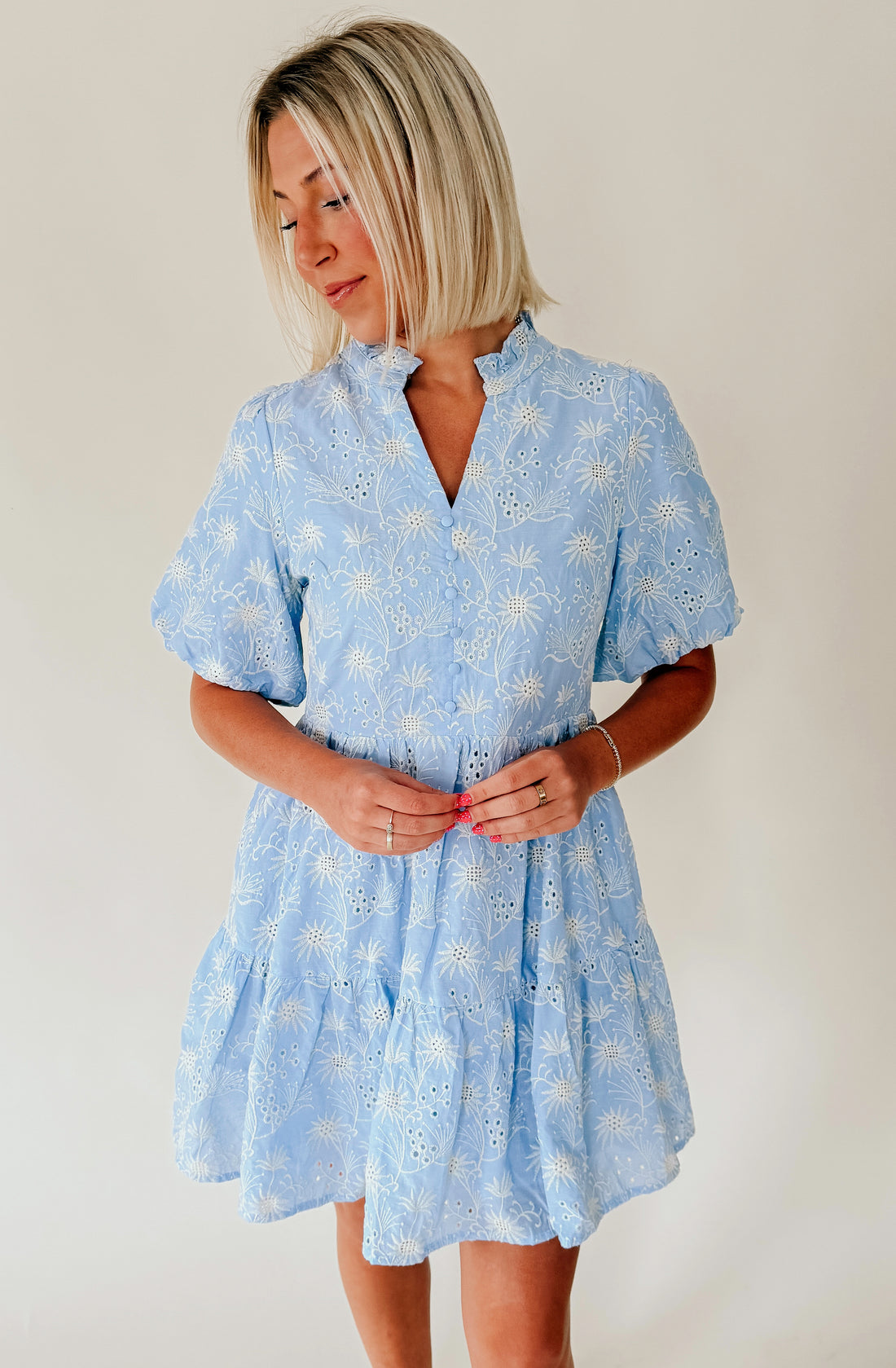 BLUE SKIES EMBROIDERED DRESS