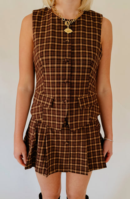 PLAID REPUTATION BUTTONED TOP