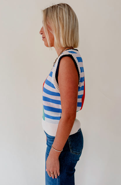BLOCKED V NECK SWEATER VEST
