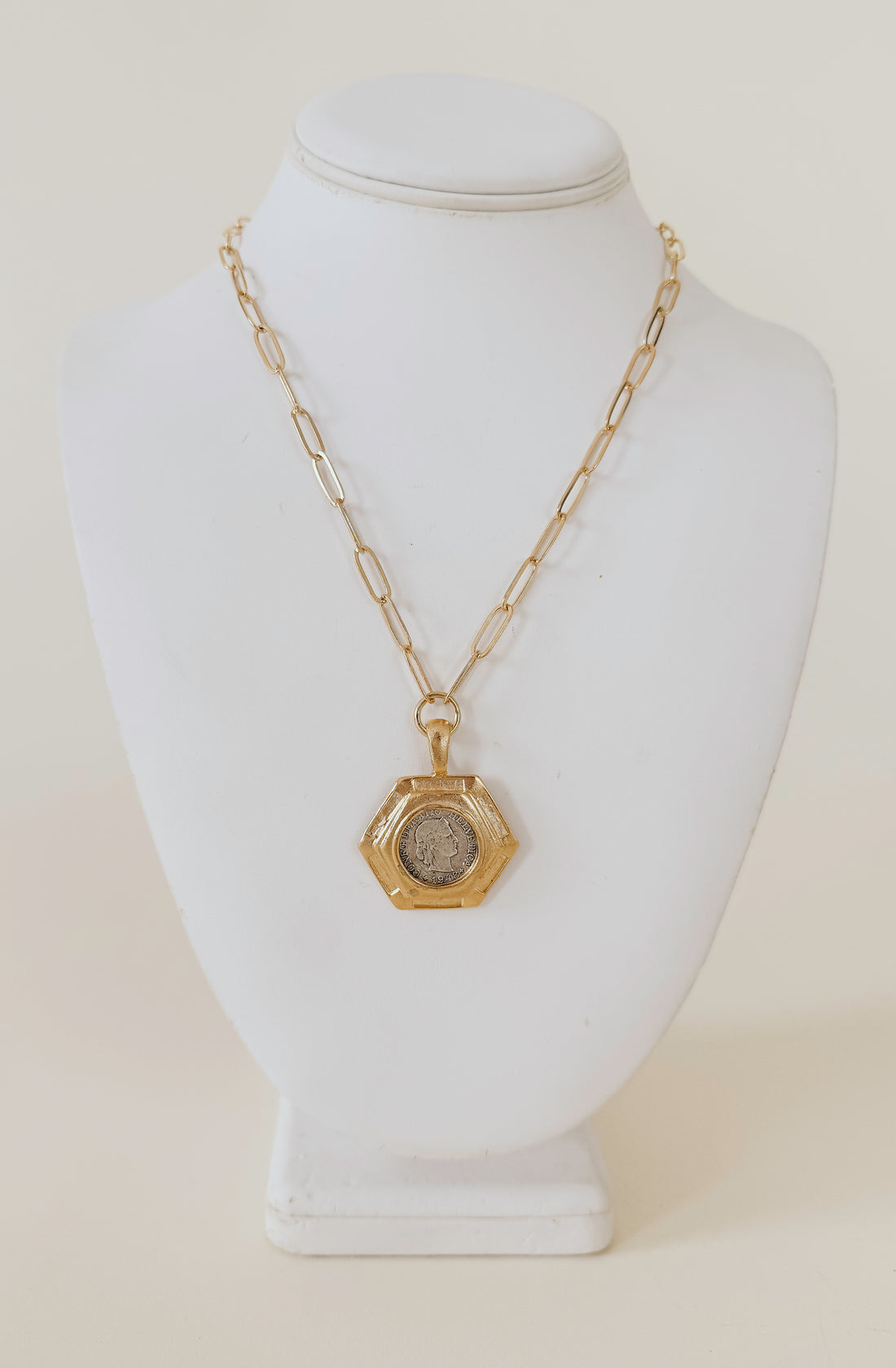SUSAN SHAW SILVER FRANC PAPERCLIP NECKLACE