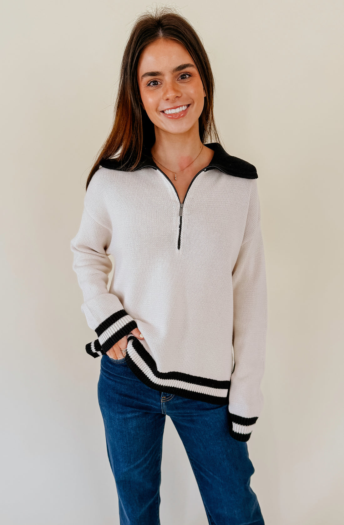 Z SUPPLY SOCIETY QUARTER ZIP SWEATER