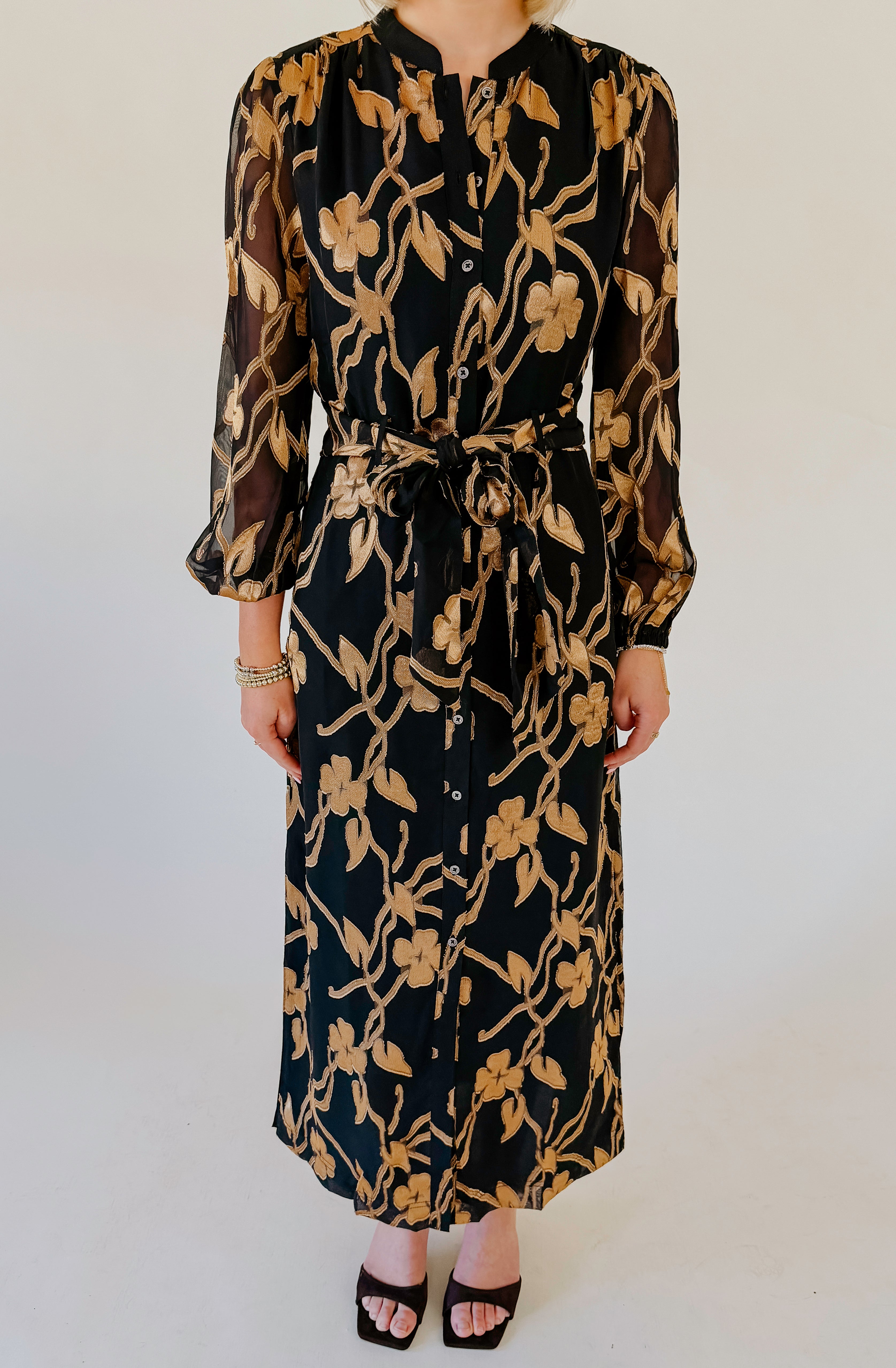 SO GOLDEN TEXTURED MIDI DRESS